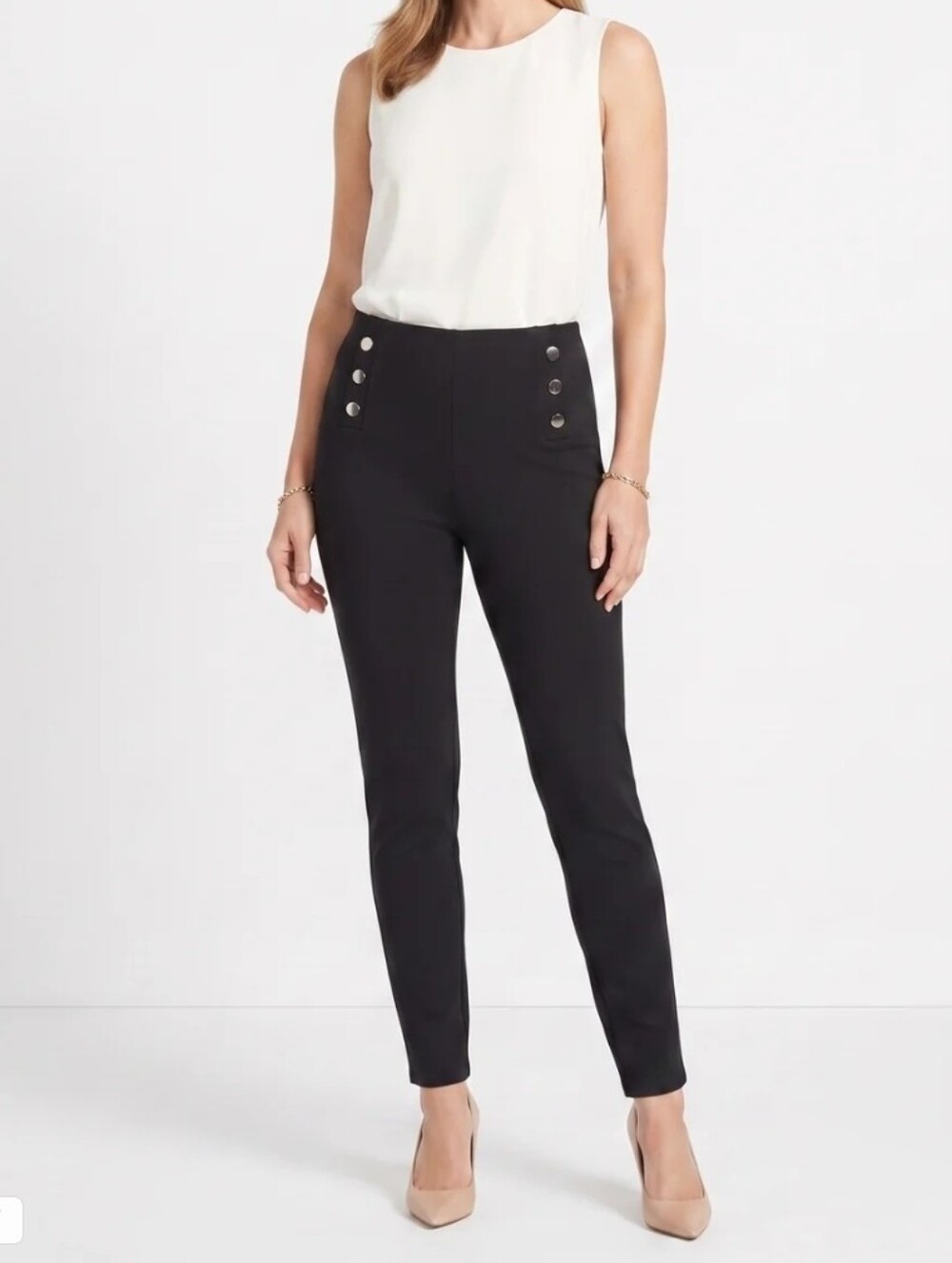 MAZE Sailor Button Pants High-Waist Slim Fit Leggings Size S